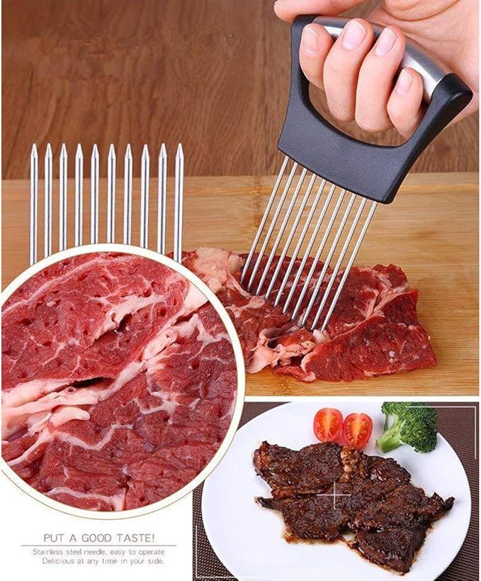 Onion Holder Slicer Vegetable tools Tomato Cutter Stainless Steel Kitchen Gadget