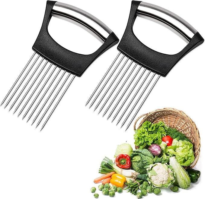 Onion Holder Slicer Vegetable tools Tomato Cutter Stainless Steel Kitchen Gadget